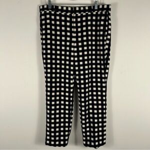 ❤️ Banana Republic Women's Size 12 Black White Navy Gingham Avery Ankle Pant